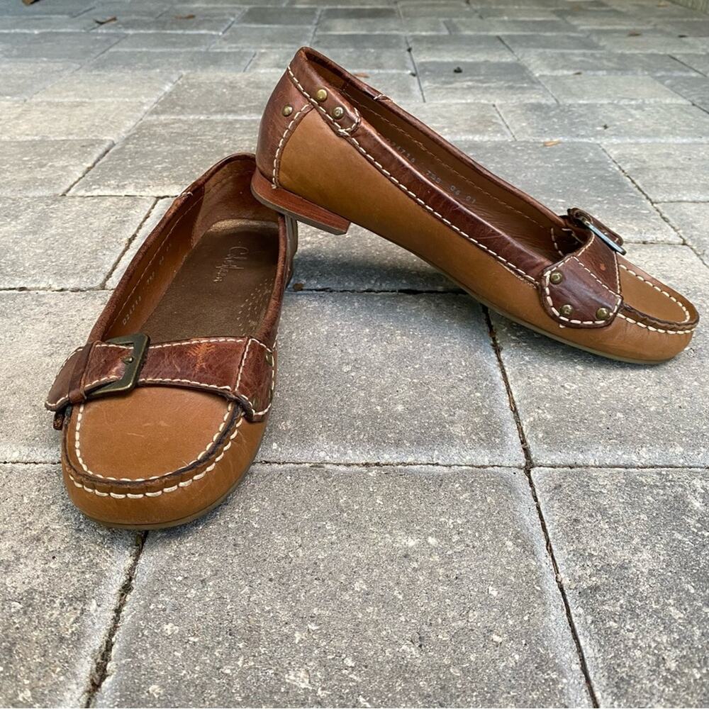 Cole Haan Nike Parker Air Tan & Brown Front Buckle Loafers 7.5